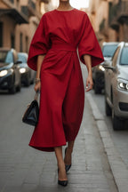 Rhoswen | Womens Batwing Sleeve Waist Cinching Maxi Wedding Guest Elegant Dresses - 14
