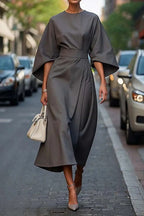 Rhoswen | Womens Batwing Sleeve Waist Cinching Maxi Wedding Guest Elegant Dresses - 8