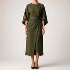 Rhoswen | Womens Wedding Guest Dresses Batwing Sleeve Maxi Elegant Dress, Army Green