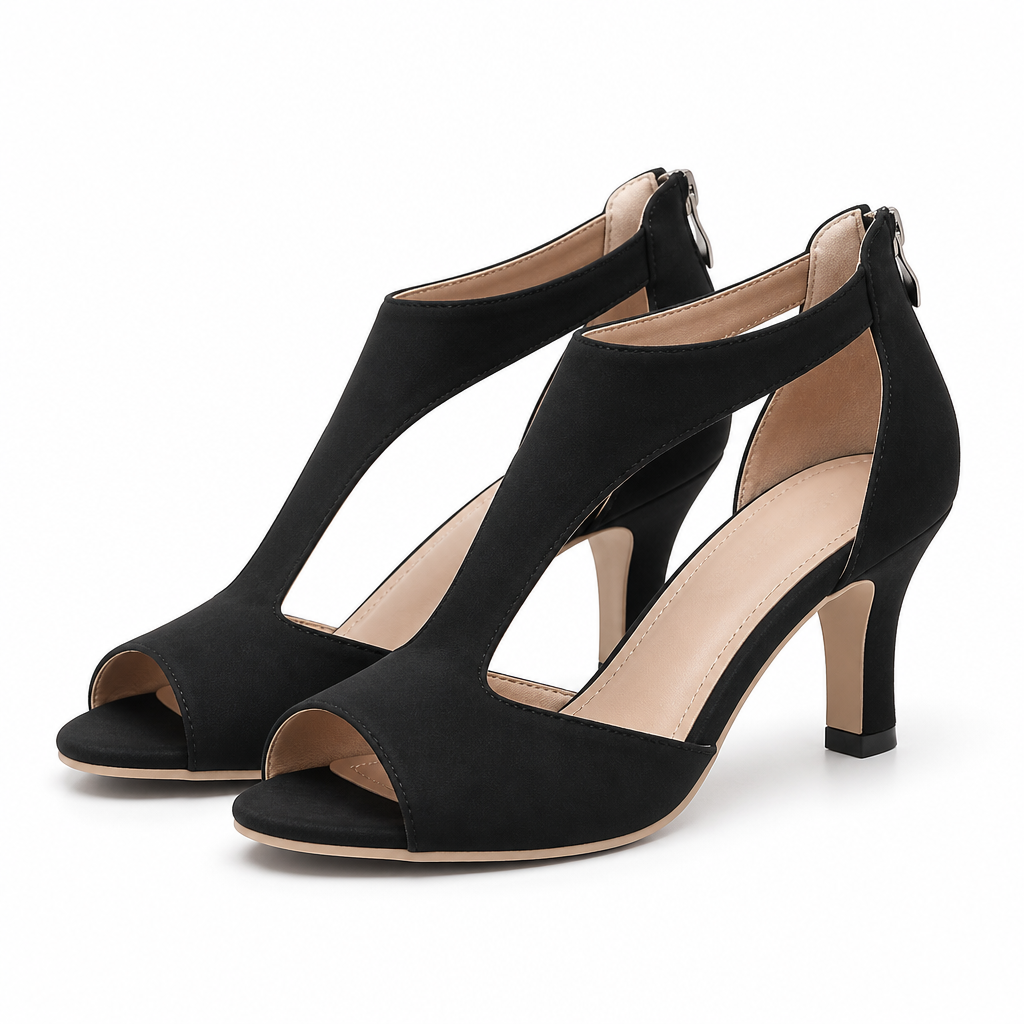 Rita | Womens Open Toe Stiletto High Heels Side Zip Sandals