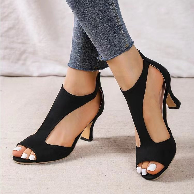 Rita | Womens Open Toe Stiletto High Heels Side Zip Sandals