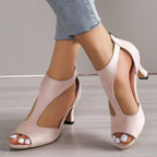 Rita | Womens Open Toe Stiletto High Heels Side Zip Sandals