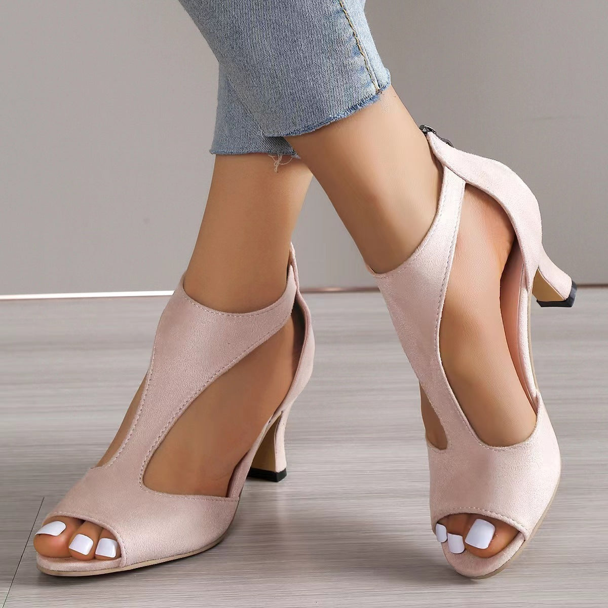 Rita | Womens Open Toe Stiletto High Heels Side Zip Sandals