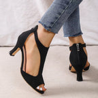 Rita | Womens Open Toe Stiletto High Heels Side Zip Sandals