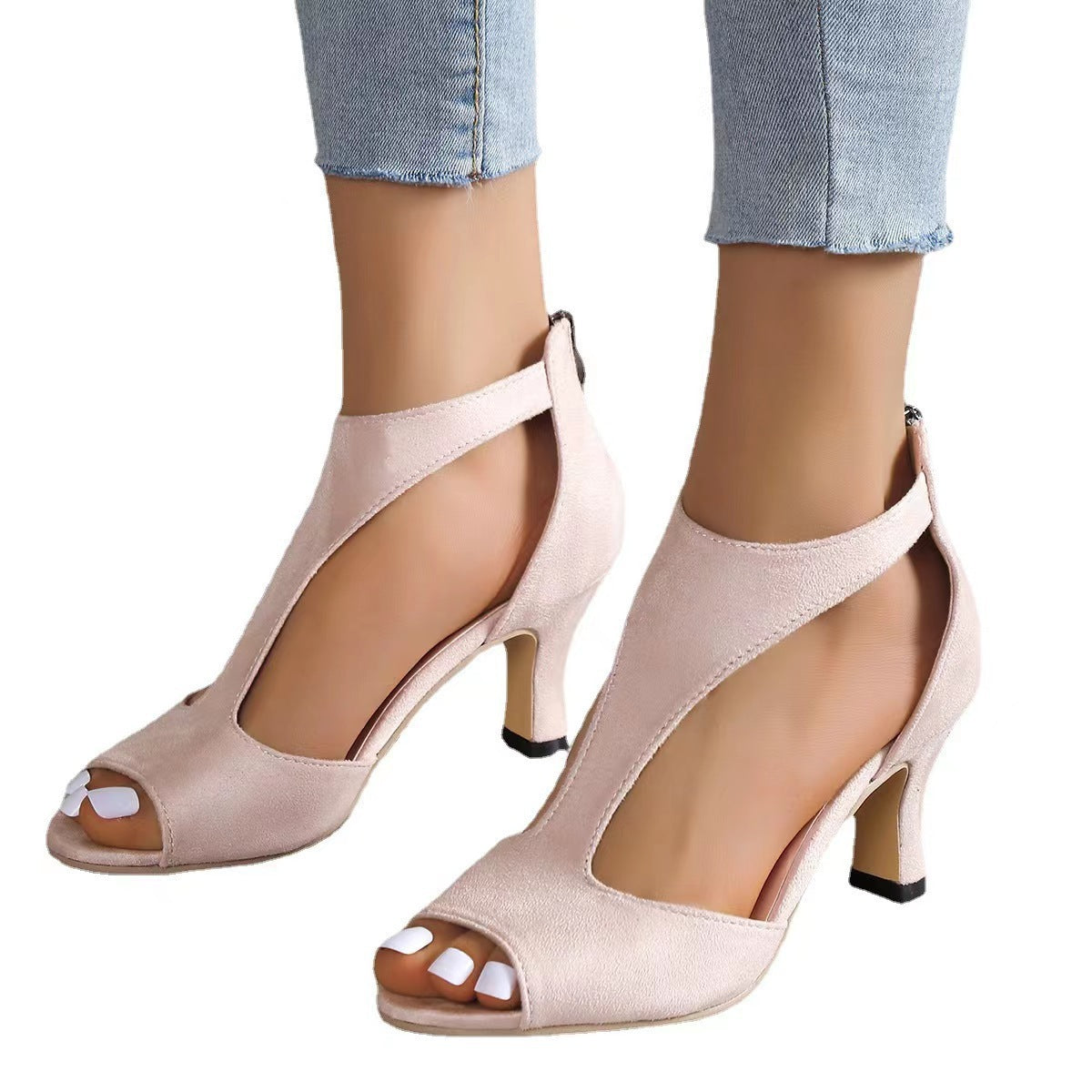 Rita | Womens Open Toe Stiletto High Heels Side Zip Sandals