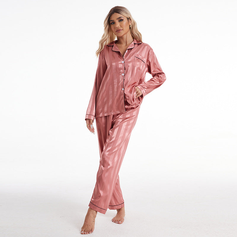 Robin | Womens Satin Jacquard Loungewear Pajama Set