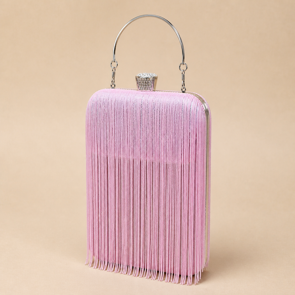 Robyn | Womens Clutch Purse Tassel Evening Shoulder Crossbody Bag, Pink