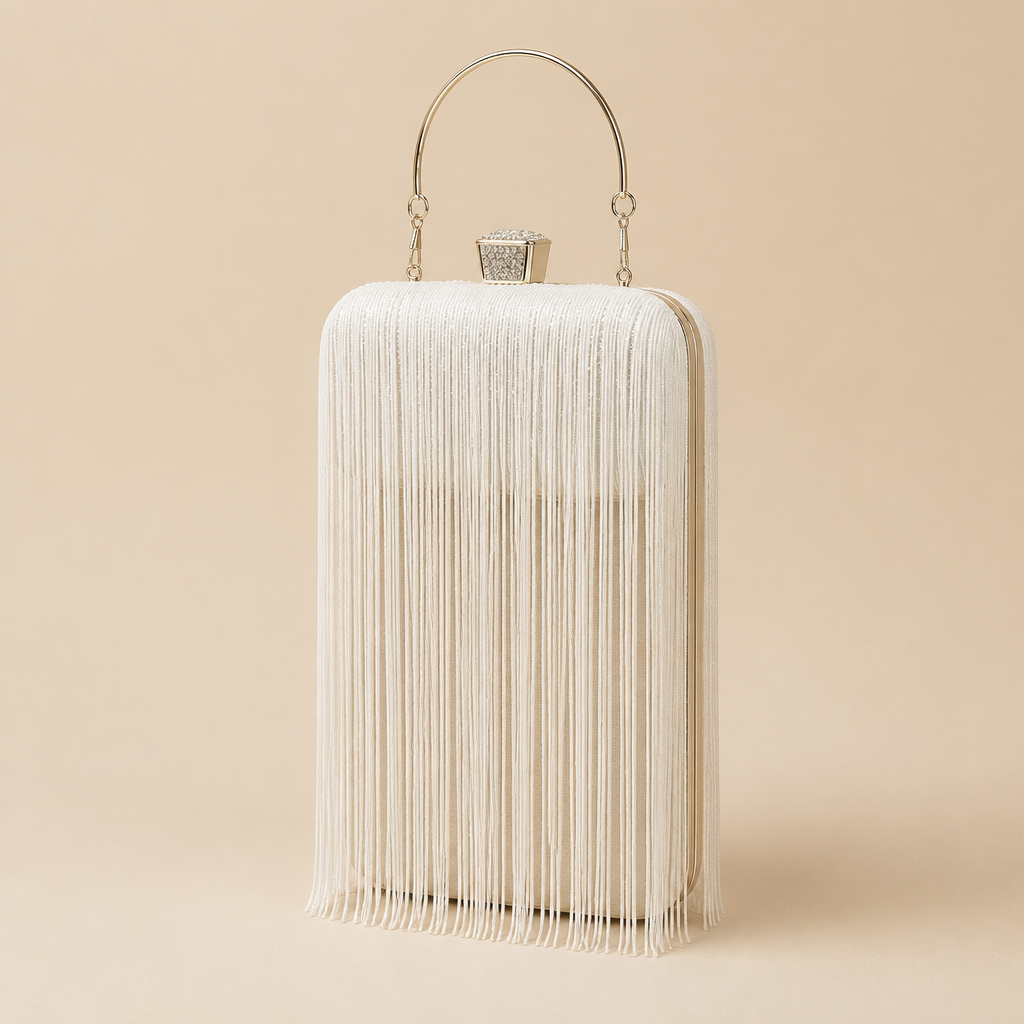 Robyn | Womens Clutch Purse Tassel Evening Shoulder Crossbody Bag, Off White