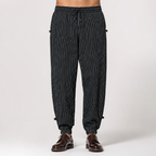 Roderick | Mens Linen Trousers Cotton Casual Tapered Trousers, Black