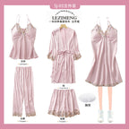 Rosalie | Womens Ice Silk Satin Pyjamas - Bean Paste Powder