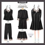 Rosalie | Womens Ice Silk Satin Pyjamas - Black