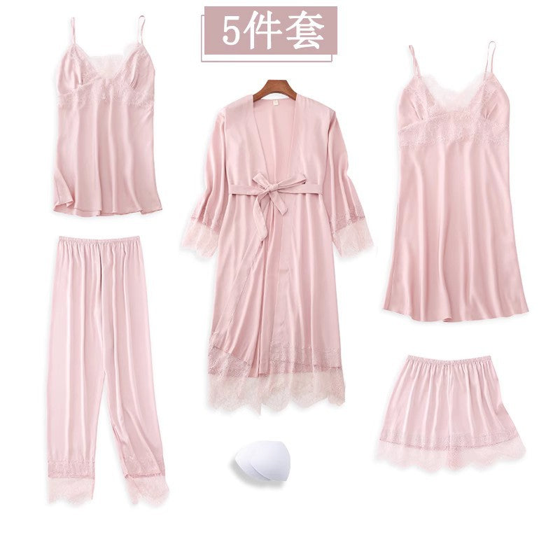 Rosalie | Womens Ice Silk Satin Pyjamas - Brown