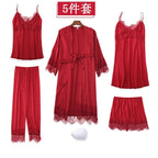 Rosalie | Womens Ice Silk Satin Pyjamas - Burgundy 2