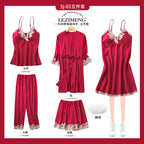 Rosalie | Womens Ice Silk Satin Pyjamas - Burgundy