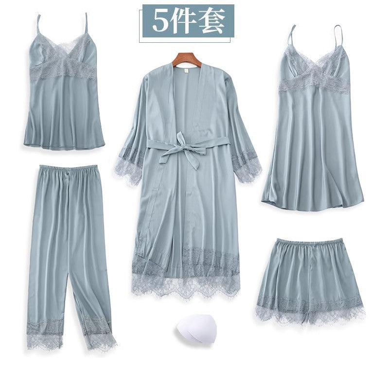 Rosalie | Womens Ice Silk Satin Pyjamas - Turquoise Green