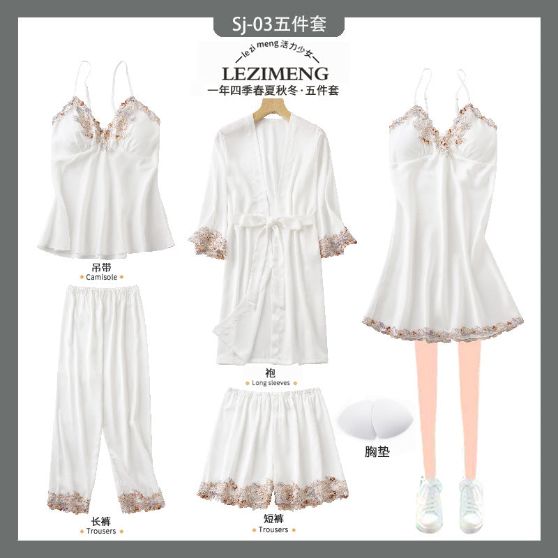 Rosalie | Womens Ice Silk Satin Pyjamas - White