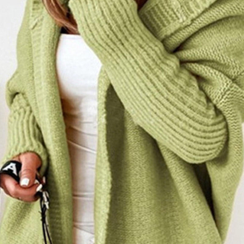 Rosalind | Womens Hooded Knitted Jumper Bat Sleeve Loose Patchwork - 8