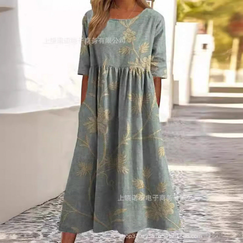 Rosanna | Womens V Neck Loose Printed Summer Wedding Guest Dresses - 3