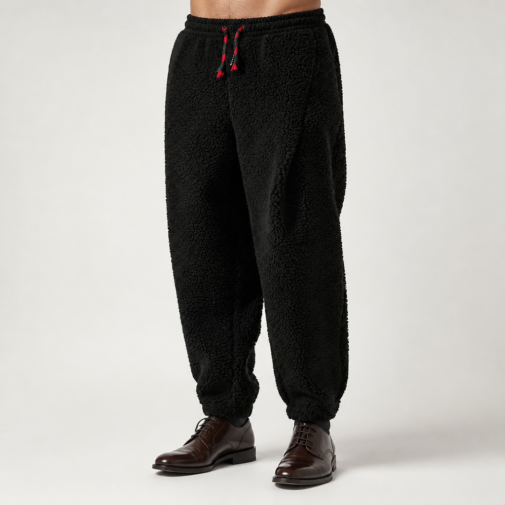 Roscoe | Mens Fleece Lined Padded Warm Winter Trousers, Black