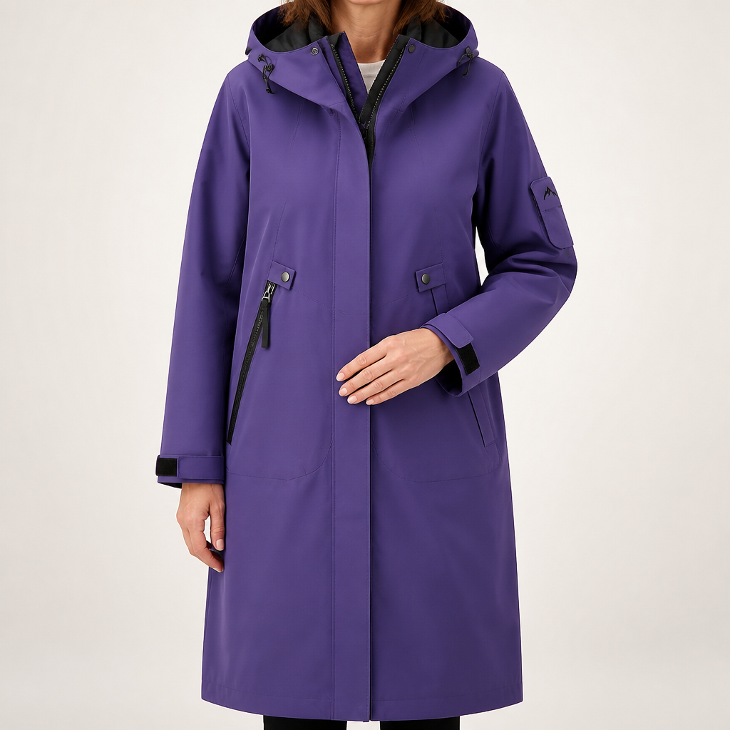 Rosemary | Womens Waterproof Windproof Hooded Outdoor Rain Jacket, Purple