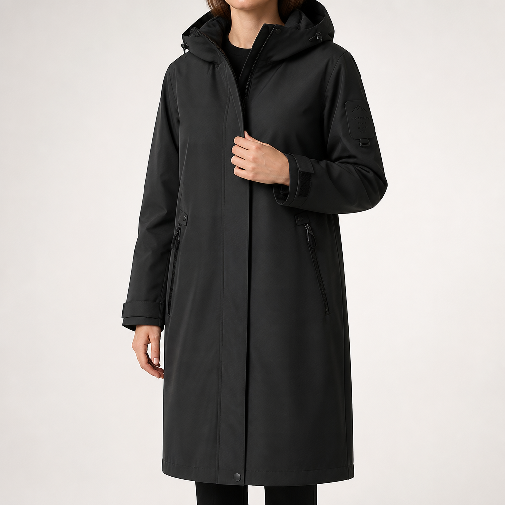 Rosemary | Womens Waterproof Windproof Hooded Outdoor Rain Jacket, Black
