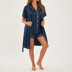 Rosie | Womens Printed Loungewear Shorts Pajama Set, Navy Stripe