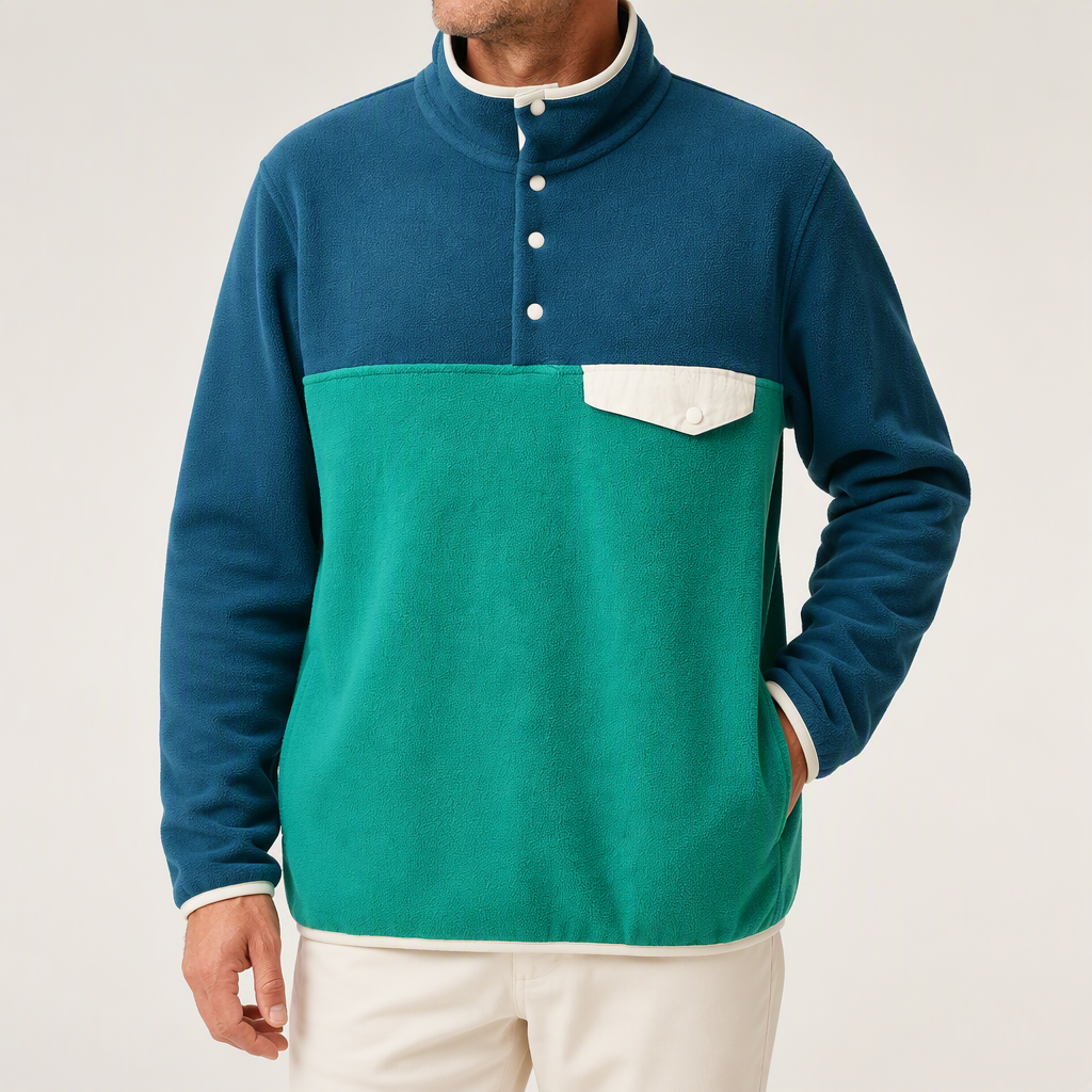 Ross | Mens Color Block Lightweight Casual Fall Coat Jacket, Blue Green