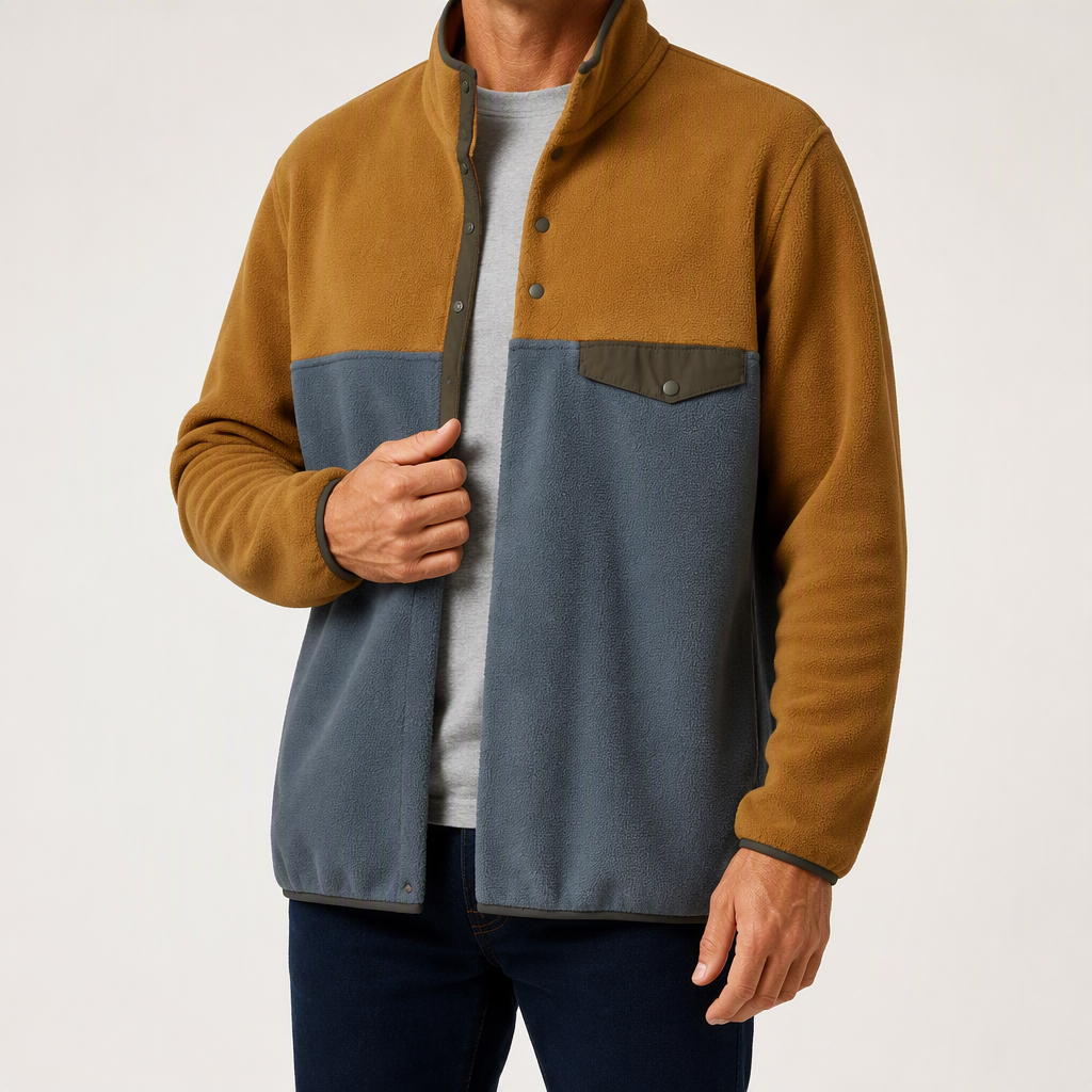 Ross | Mens Color Block Lightweight Casual Fall Coat Jacket, Gray Brown