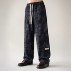 Rowan | Mens Casual Loose Fit Straight Leg Relaxed Smart Trousers, Black