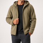 Rowan | Mens Thick Fleece Hooded Warm Polar Coat, Khaki