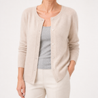 Rowena | Womens Knitted Cardigan Single Breasted Round Neck Jumper Sweater, Apricot