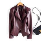 Roxane | Womens Slim Fit Leather Jacket - Angora Red