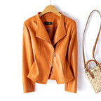 Roxane | Womens Slim Fit Leather Jacket - Emma Orange