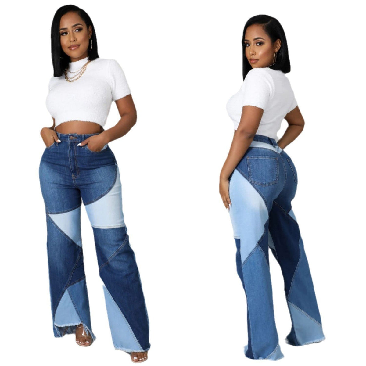 Roxie | Womens High Waisted Stretch Flare Straight Wide Leg Pants