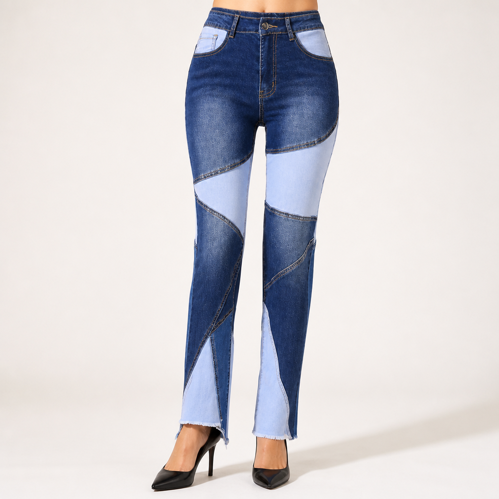 Roxie | Womens High Waisted Stretch Flare Straight Wide Leg Pants, Blue
