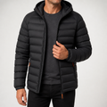 Ruben | Mens Puffer Jacket Hooded Padded Warm Winter Coat, Black