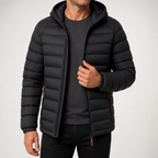 Ruben | Mens Puffer Jacket Hooded Padded Warm Winter Coat, Black