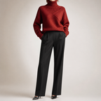 Ruby | Womens Turtleneck Diamond Texture Knit Relaxed Pullover Sweater, Burgundy
