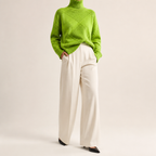 Ruby | Womens Turtleneck Diamond Texture Knit Relaxed Pullover Sweater, Grass Green