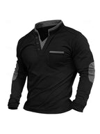 Rupert | Mens Stand Collar Colour Block Polo Long Sleeve Top - 7