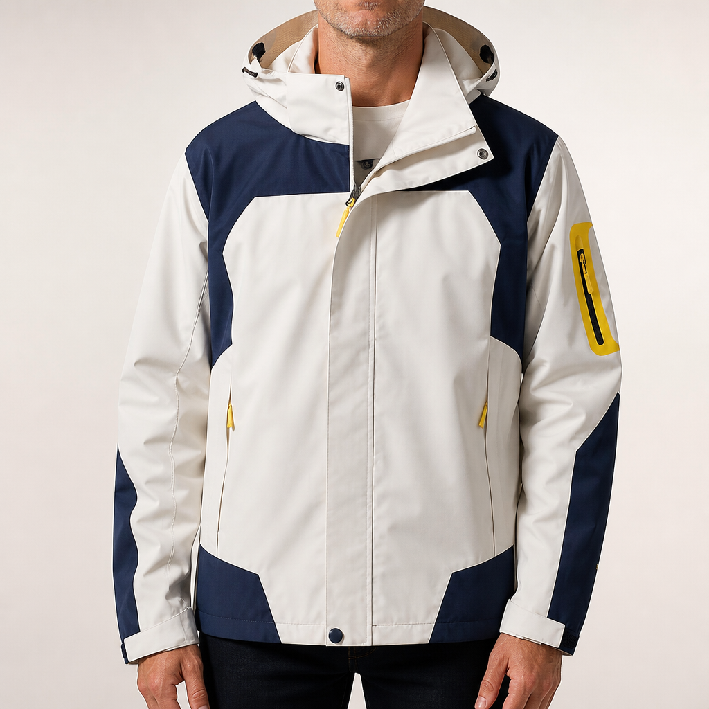 Rupert | Waterproof Hooded Windbreaker Jacket, Mens Cream White