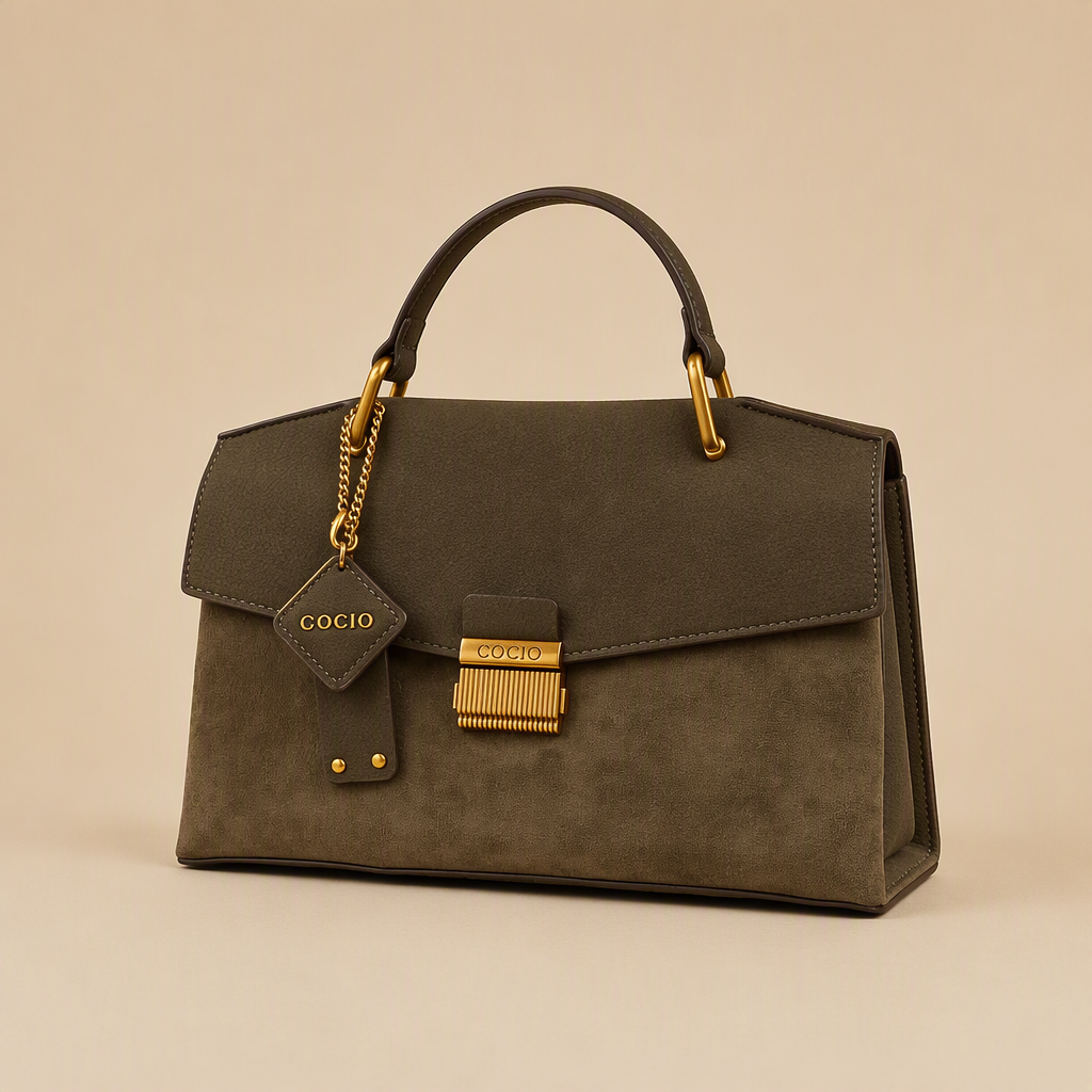 Ruth | Womens Shoulder Bag Crossbody Purse Pebbled Lock Detail Handbag, Brown