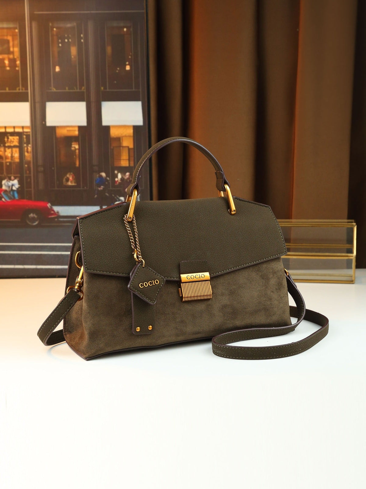 Ruth | Womens Shoulder Bag Crossbody Purse Pebbled Lock Detail Handbag