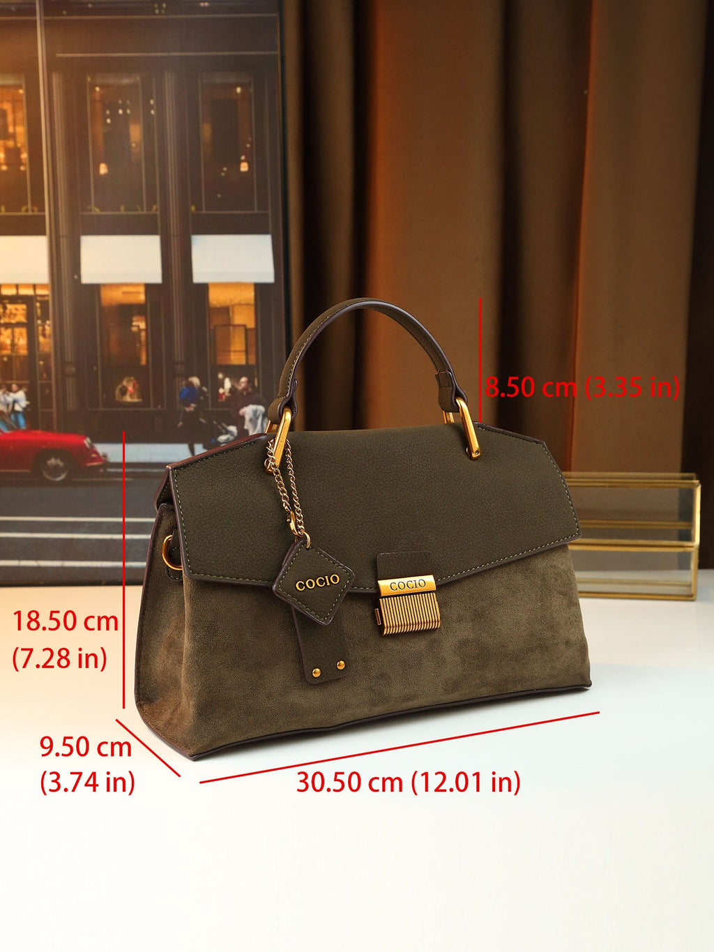 Ruth | Womens Shoulder Bag Crossbody Purse Pebbled Lock Detail Handbag