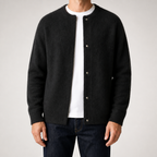 Sabian | Mens Knitted Jumper Soft Loose Casual Sweater, Black