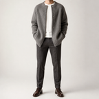 Sabian | Mens Knitted Jumper Soft Loose Casual Sweater, Dark Grey
