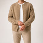 Sabian | Mens Knitted Jumper Soft Loose Casual Sweater, Khaki