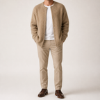 Sabian | Mens Knitted Jumper Soft Loose Casual Sweater, Khaki