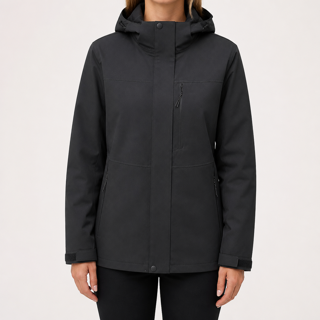 Sabina | Womens Waterproof Hooded 3-in-1 Jacket, Black