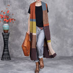 Sabine | Womens Colour Block Knit Longline Sleeveless Cardigan Vest - 1